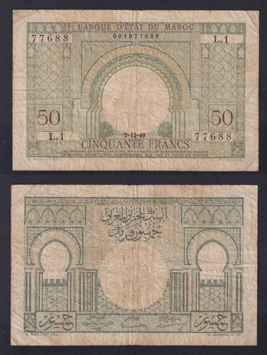 Billet maroc francs 1949 - maroc, 50