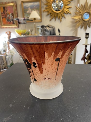 Vase pâte verre signé - en,