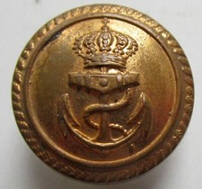 Bouton creux en métal doré pour Off. Marine Royale de Belgique à l'ancre, 22 mm