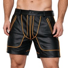 Nouveau short en cuir noir à