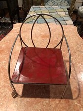Vintage child/doll metal chair red seat