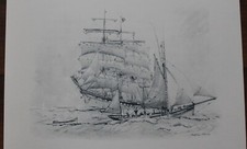 Lithographie bateau de Marin Marie. peintre de la marine 