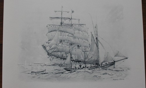 Lithographie bateau marin - lithographie, de