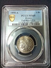 France : 1 Franc Cérès 1895 A ; PCGS : MS 65