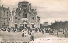 BIARRITZ 64 Église Ste Eugénie CPA animée écrite à Mme BUFFARD Élysée Paris 1920