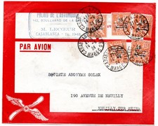 Enveloppe Avion Rouge avec Helice CASABLANCA Neuilly 1924 Latécoère Aeropostale