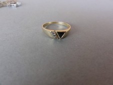 Bague chevalière OR 18 carats brillant et saphir Art déco