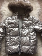 Silver Metallic Fleece Lined Jacket Size 10-12 The Childrens Place 