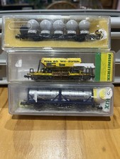 Lot De 3 Wagon Marchandise Minitrix Échelle N 