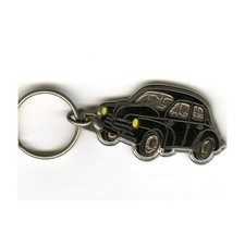 Porte-clés émaillé chromé Dauphine noire.