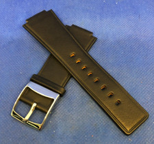BRACELET MONTRE NOIR 18 mm WATCH STRAP Genuine Leather  NOS Band Boucle Argenté