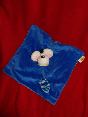 Doudou plat souris diddl bleu - plat,