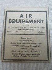 1939-40 PUB AIR EQUIPEMENT BOIS-COLOMBES DEMARREUR COMPRESSEUR TRAIN AVION AD