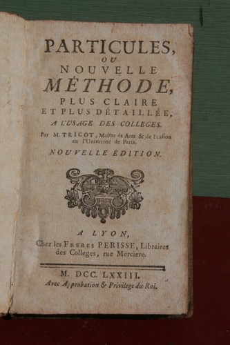 Livre ancien 1773 - 1773, particules
