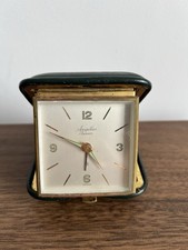 Ancien réveil de voyage pliable suisse ANGELUS 15 bijoux 8 jours