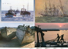 Bateau Mer Métier Voilier Pêche Chalutier LOT de 4 cartes