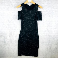 PIMKIE Robe Moulante Femme S Noir Blanc Effet Chiné Près Corps Épaules Dénudées