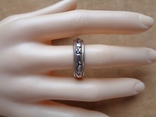 ARGENT 925 - ANNEAU BOMBÉ - DOUBLE COULISSANT - TAILLE 59/60 - RUNES VIKING