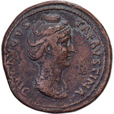 Diva Faustina I, Dupondius/As, 141, Rome, Bronze, TB+, RIC:1163Aa