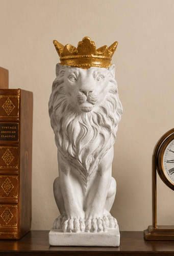 Statue lion blanc avec