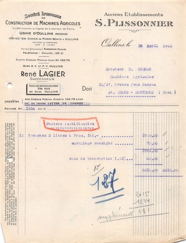1943 societe lyonnaise - societe, de