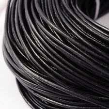 LOT de 5 METRES - 5M FIL LACET CORDON rond véritable CUIR 2mm NOIR perles bijoux