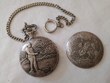 MONTRE GOUSSET - Pierre LANNIER - QUARTZ - métal gravé pêcheur -  ca.1980