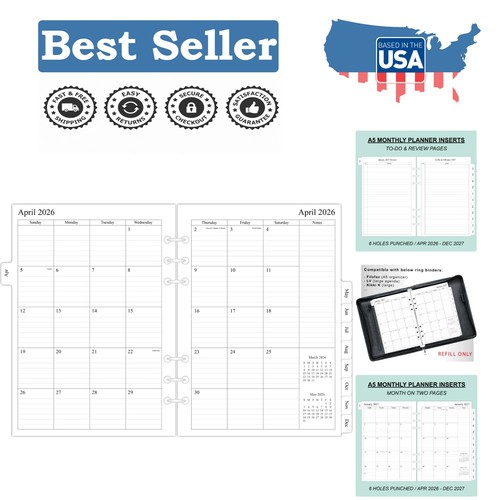 Hole monthly planner - a5, 6-hole