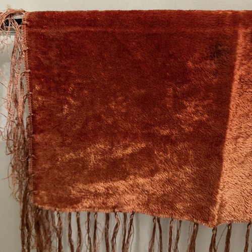 Antique orange velvet table - orange,