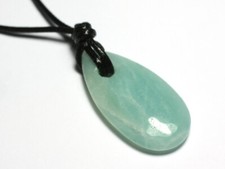 Collier Pendentif Pierre Goutte Larme 40mm Amazonite bleu vert turquoise blanc