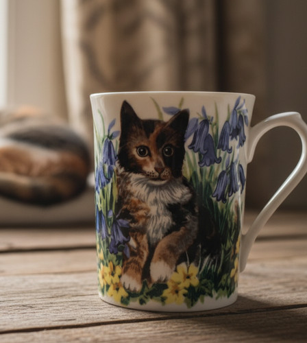 Tasse chaton dans les fleurs - chaton,