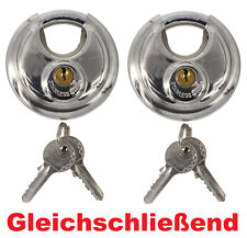 2X Cadenas 70Mm Cadenas Disque Acier Inoxydable Pour Voiture Remorque Garage