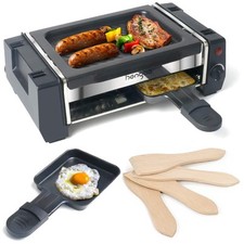 Appareil Raclette 2 personnes Mini Grill Raclette avec 2 Poêlons à Raclette e...