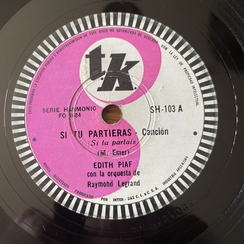 Rpm edith piaf si tu - piaf,