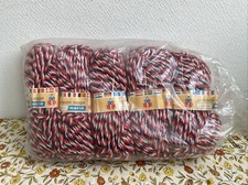 5 Anciennes Pelotes De Laine Tricolore Pompon Rouge Création Marin Couture