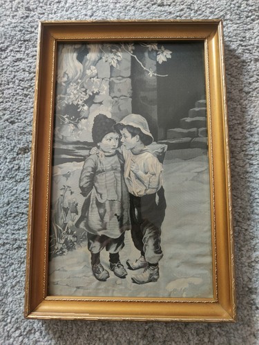 Ancien tableau tisse ruban - ancien,