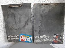 Paire ANCIENNE ARDOISE PLAQUE PUBLICITAIRE LESSIVE PERSIL VINTAGE