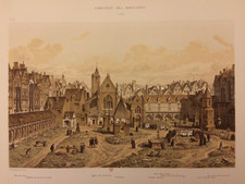 Paris, cimetière des Innocents, lithographie XIXe