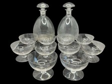 Lot 10 Coupes Champagne 2 Carafes Cristal Verre Art Déco Ancien Vintage France 