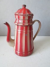 cafetière émaillée ancienne rouge orangé