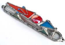 Etui Mezouza en verre coloré 14 cm / 5,5" Mususa fait main en Israël, cadeau ...