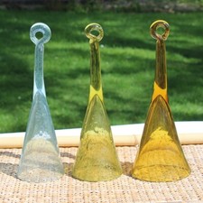 Set de 3 verres pomponnettes à anneau Biot vintage 25 cm / flûtes à champagne