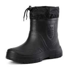 Bottes de pluie en coton coupe-vent pour hommes, chaussures à enfiler noires.