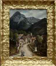 GRANDE & BELLE TOILE IMPRESSIONNISTE XIXe...UN VILLAGE ANIMÉ EN ISÈRE..H.BAUDON