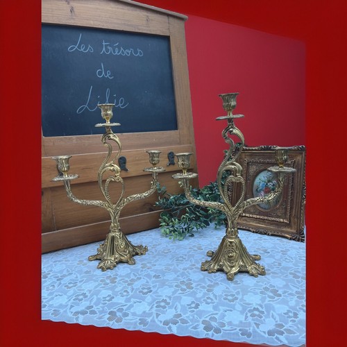 Paire chandeliers bronze - paire, en