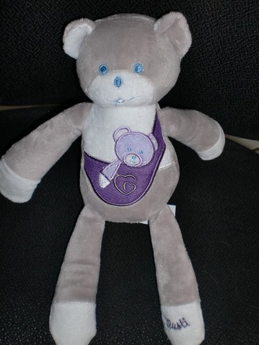 Doudou peluche ours musti gris - ours,