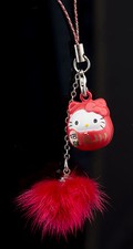 Grelot Bijou de telephone Sac Chat japonais Maneki Neko Kawaii rouge-FS5 282