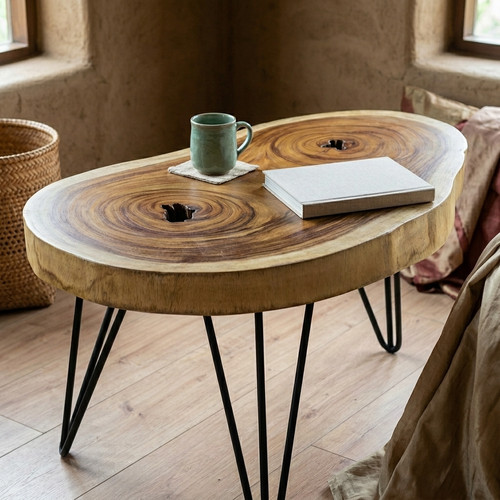 Table basse tranche bois - table,