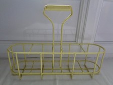 ANCIEN PORTE BOUTEILLE CASIER EN METAL GAINE PLASTIFIE JAUNE