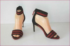 ZARA Escarpins Sandales Tissu Rouge et Noir T 36 TBE